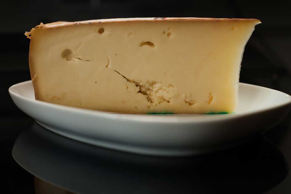 Fontina cheese on plate