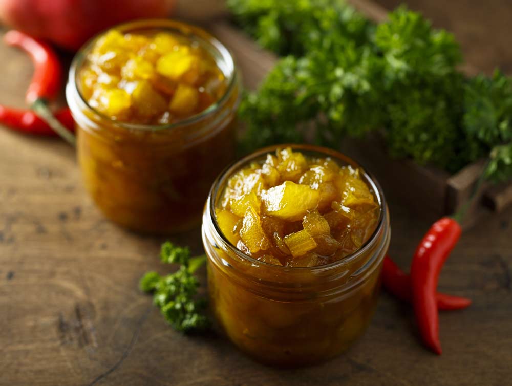 Homemade mango pear chutney