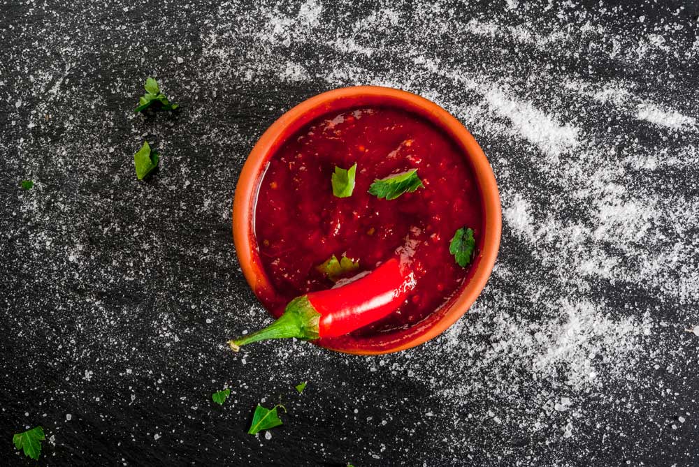 Hot pepper sauce in a bowl