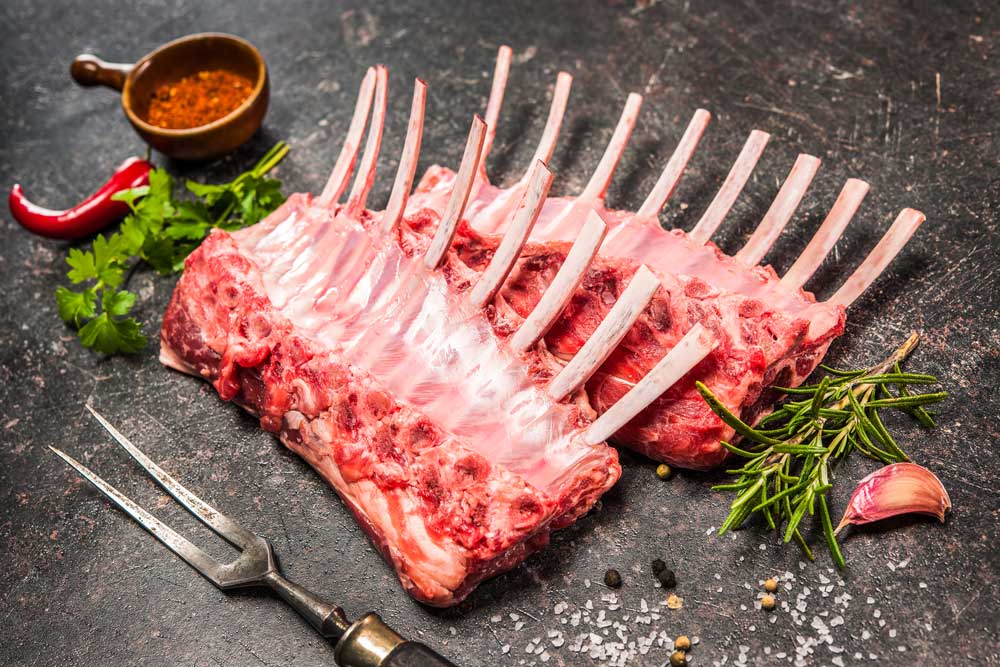 Racks of lamb ready for cooking