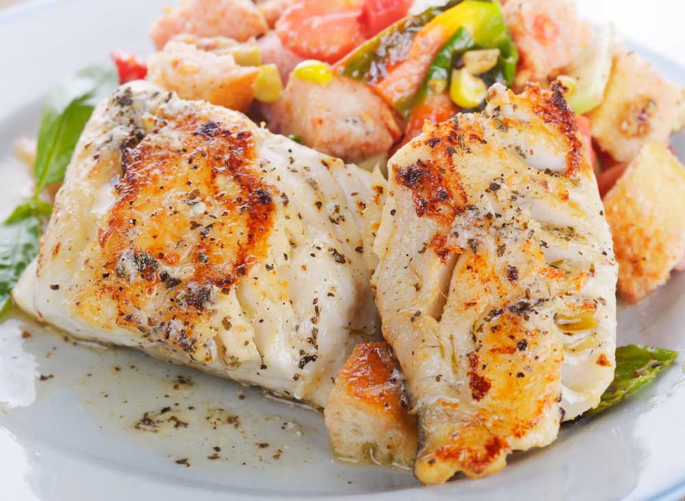 Seared Mahi Mahi Fillets with Vegetables and Sauce