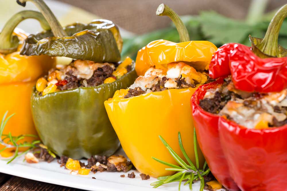 Stuffed Peppers with Meat, Herbs and Cheese