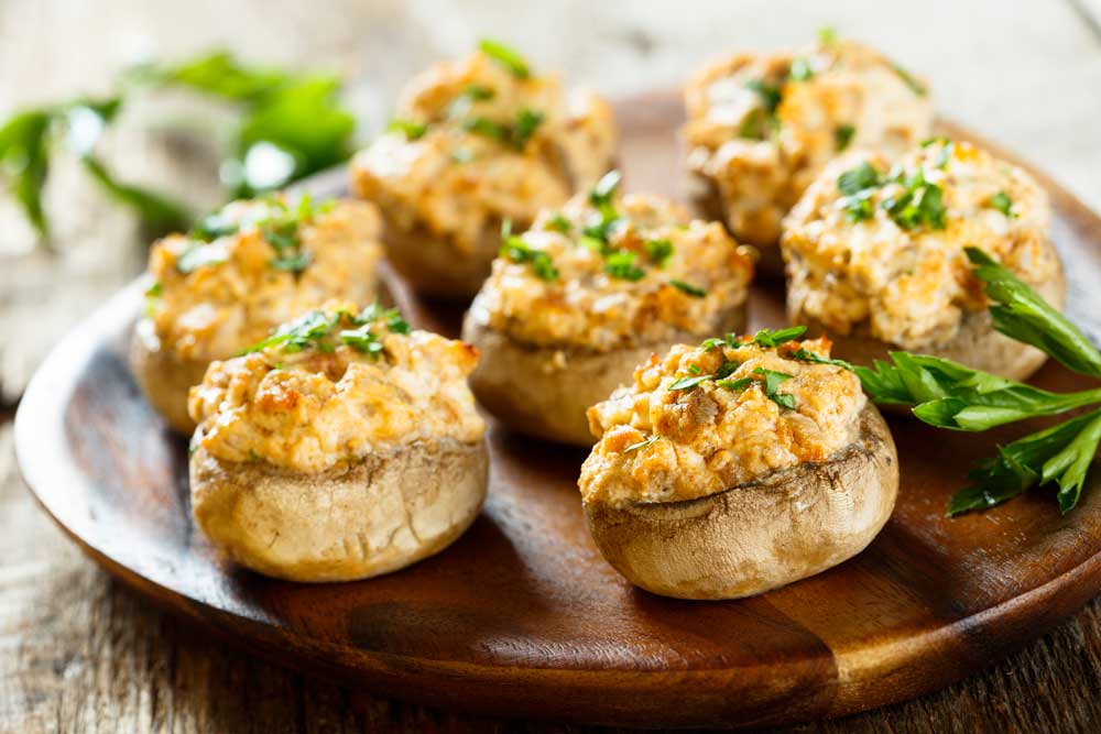 Stuffed mushrooms with salmon and cream