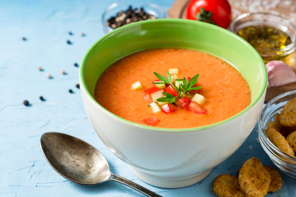 gazpacho with parsley and vegetables