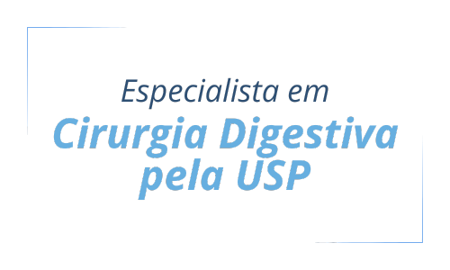 Chancela de credibilidade indicando especialização em Cirurgia Digestiva pela USP
