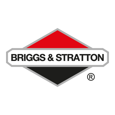 Briggs & Stratton logo in red, white, and black with diamond shape and registered trademark symbol