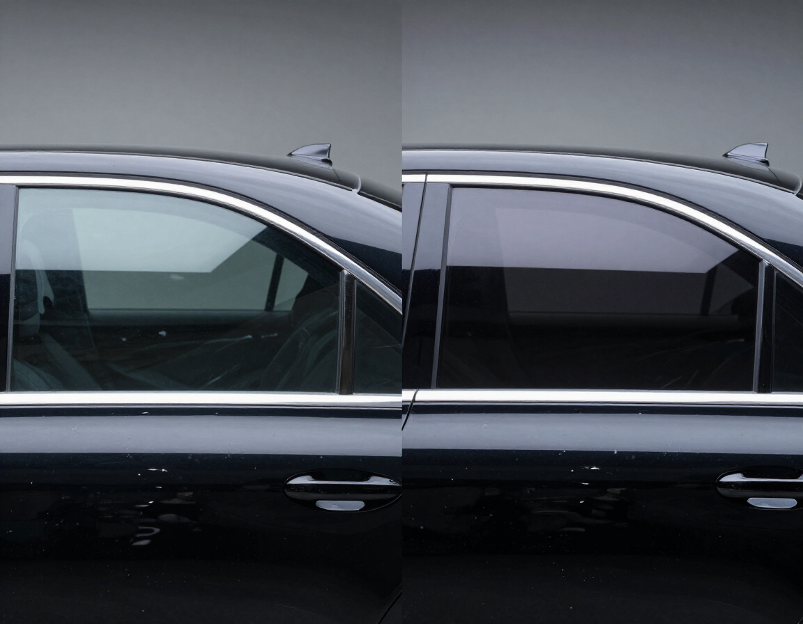 Antes y después de polarizado automotriz