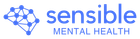 Logo of Sensible Mental Health: blue brain graphic next to the word