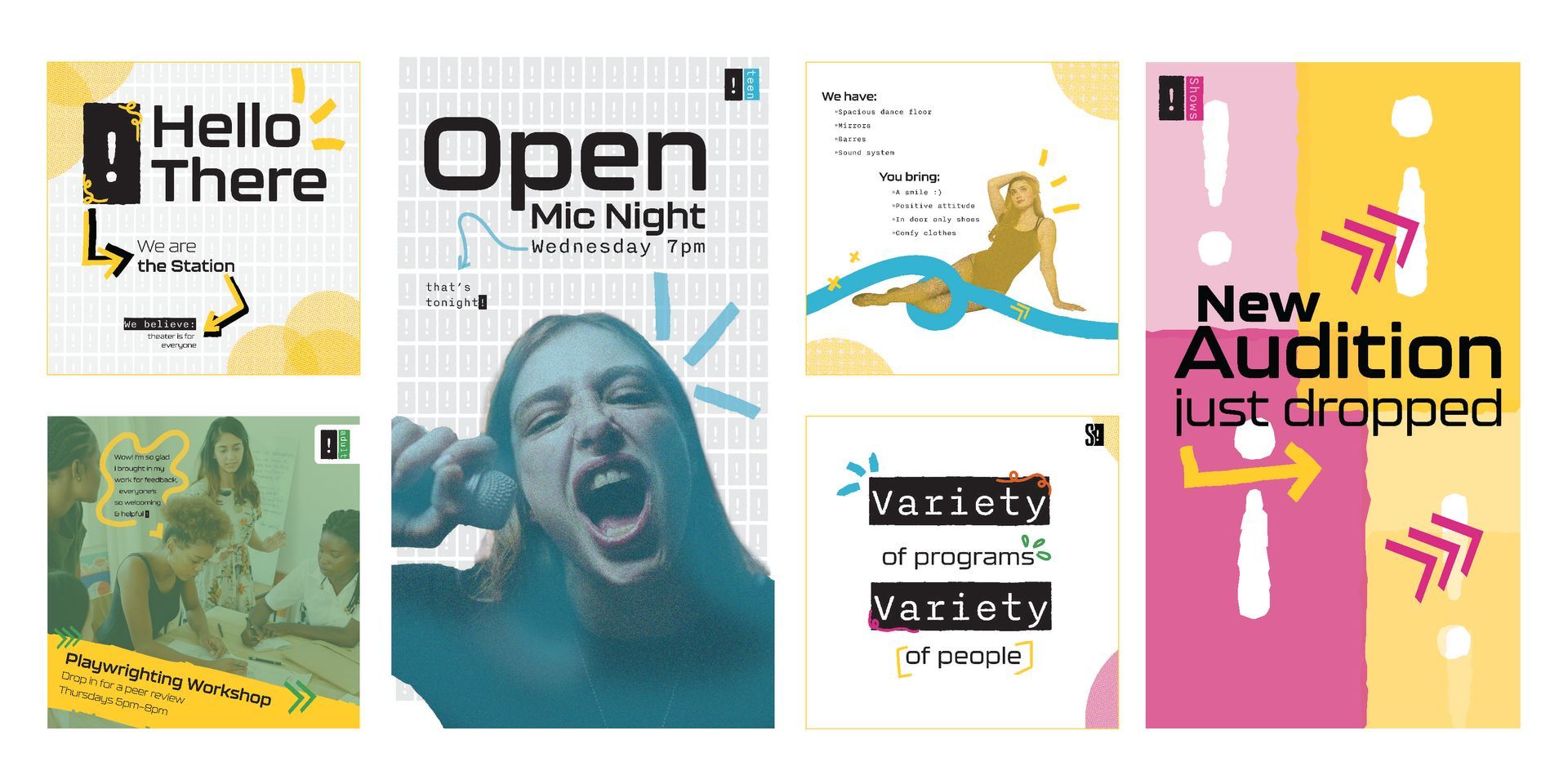 Posters for events. One says