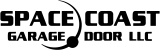 Logo for Space Coast Garage Door LLC featuring bold black text with an orbital arc icon separating the words.