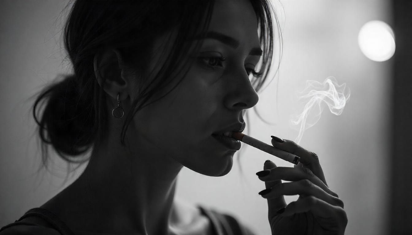 woman smoking a cigarette