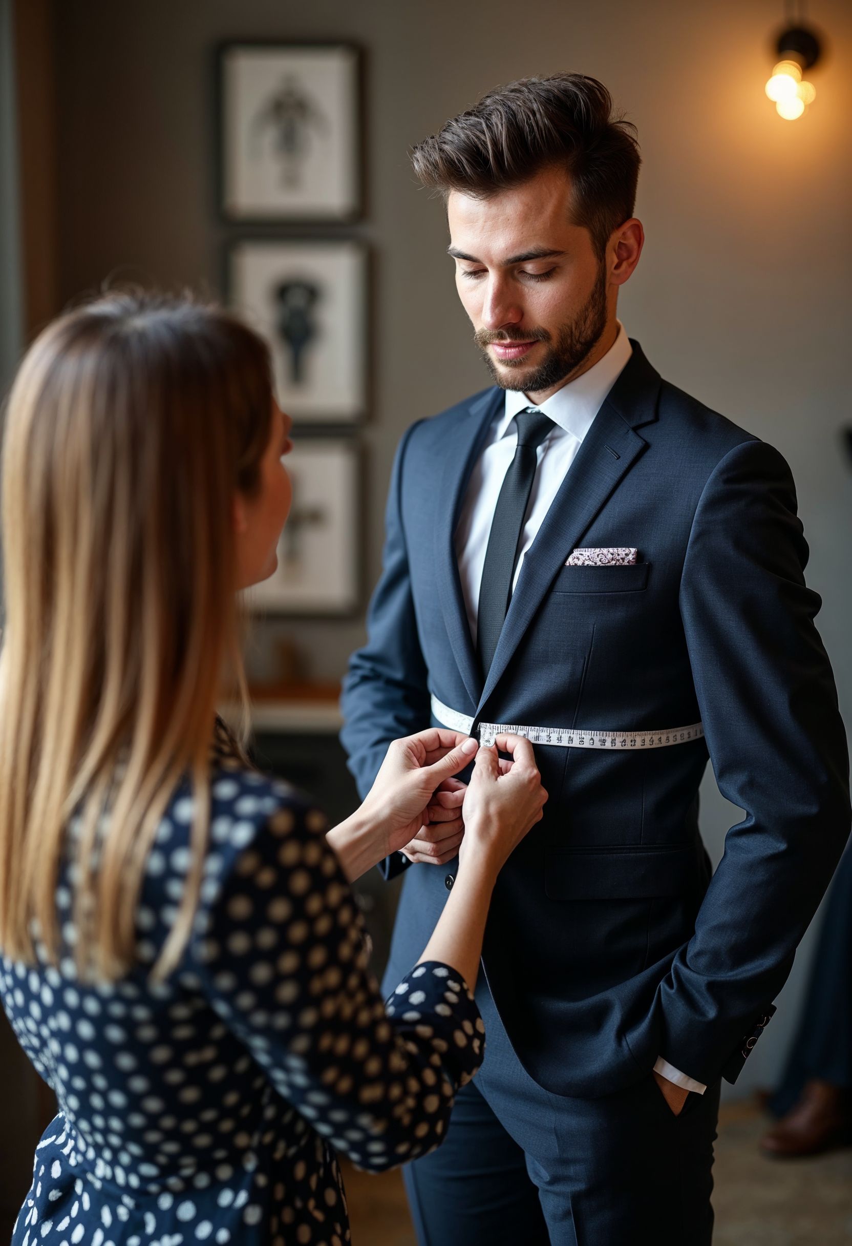 man being measured for a custom made suit