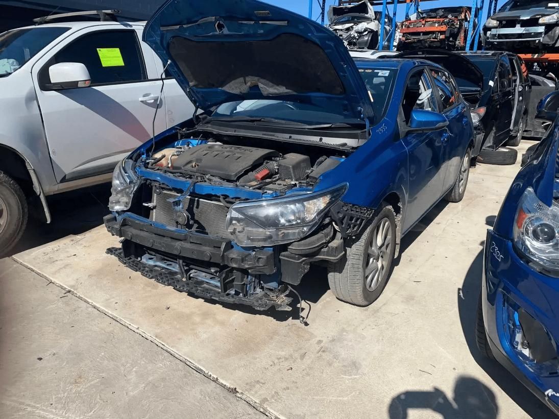 Blue Car with Extensive Front-End Damage — Jap Performance T/A All Tuggerah City Auto Dismantlers in Tuggerah, NSW
