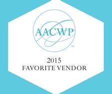 Aacwp 2015 favorite vendor logo on a blue background.