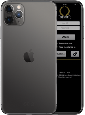 A black iphone with a premier app on the screen.