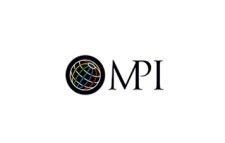 A logo for a company called ompi with a globe in the middle.