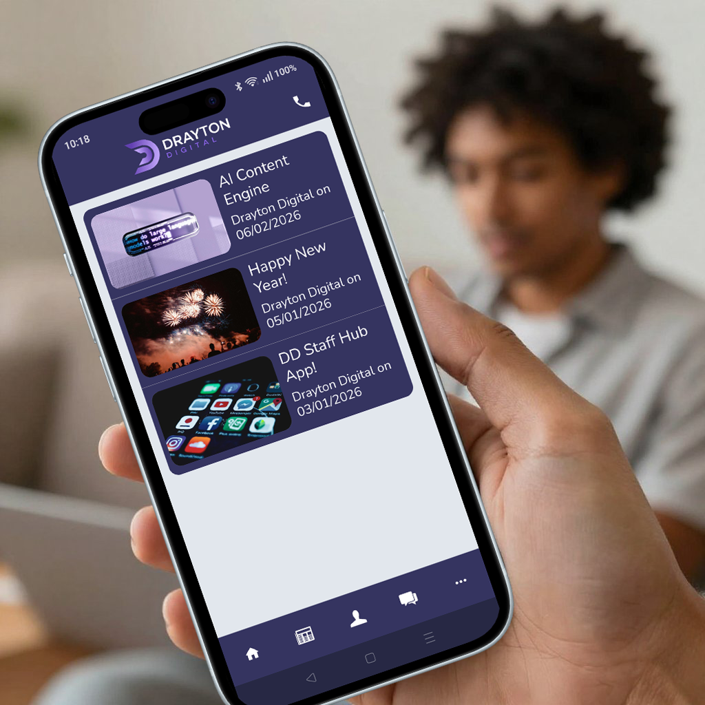 Mobile phone showing list of news articles