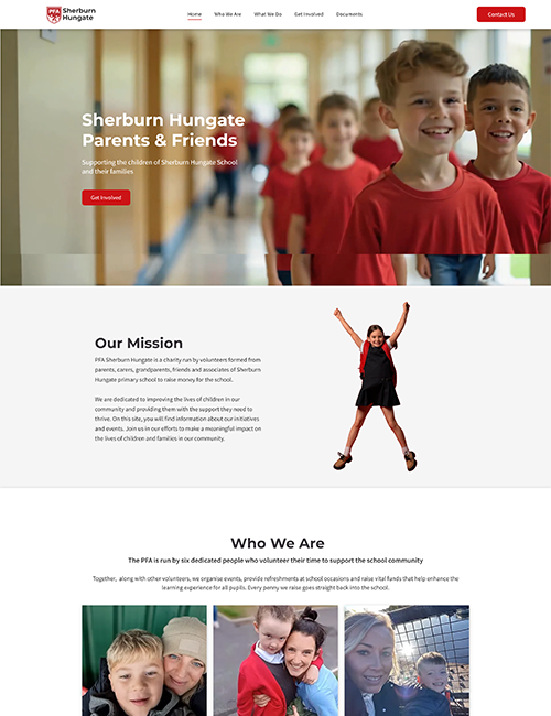 Web design for Sherburn Hungate PFA