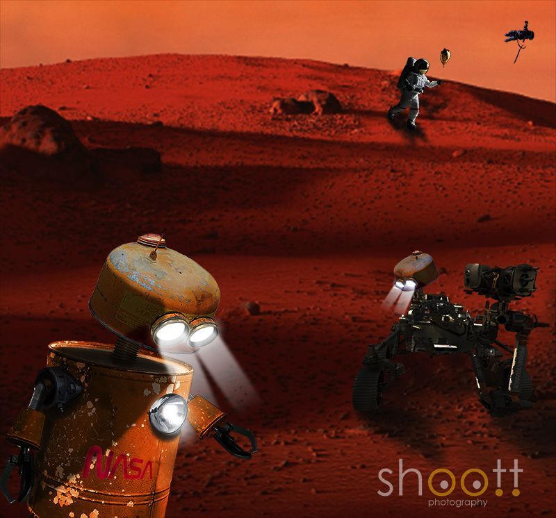 Maanlander van scrap metal op Mars