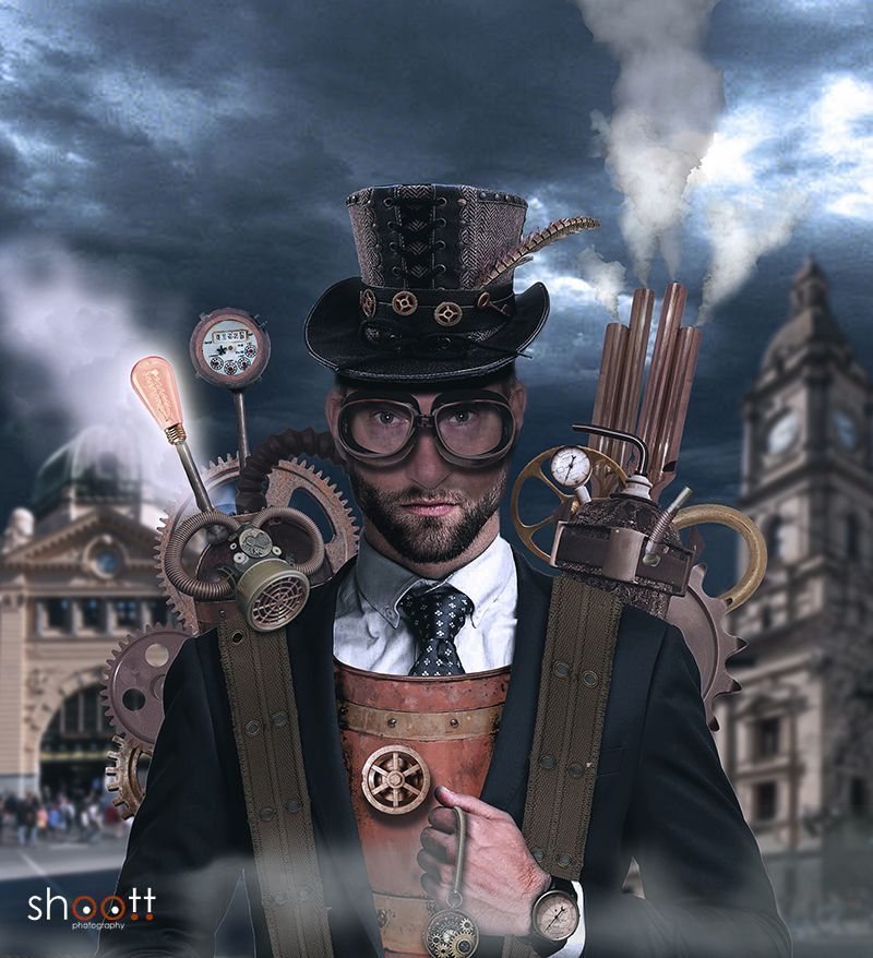 Photoshop creatie van steampunk man
