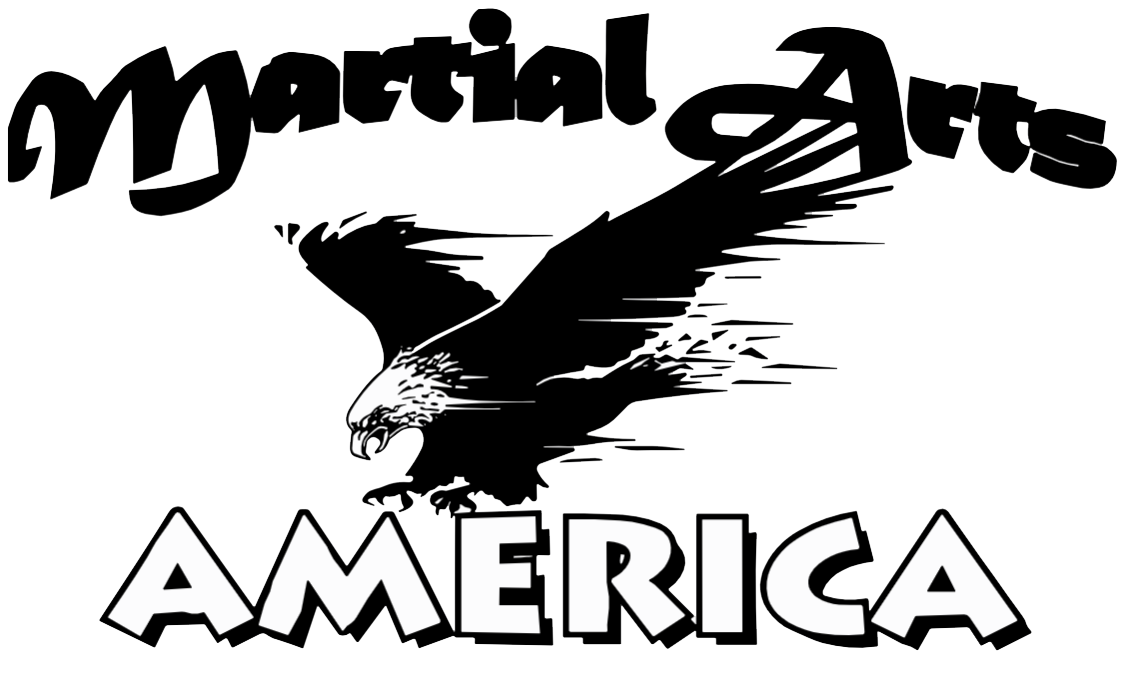Martial Arts America logo with black eagle and bold text on white background
