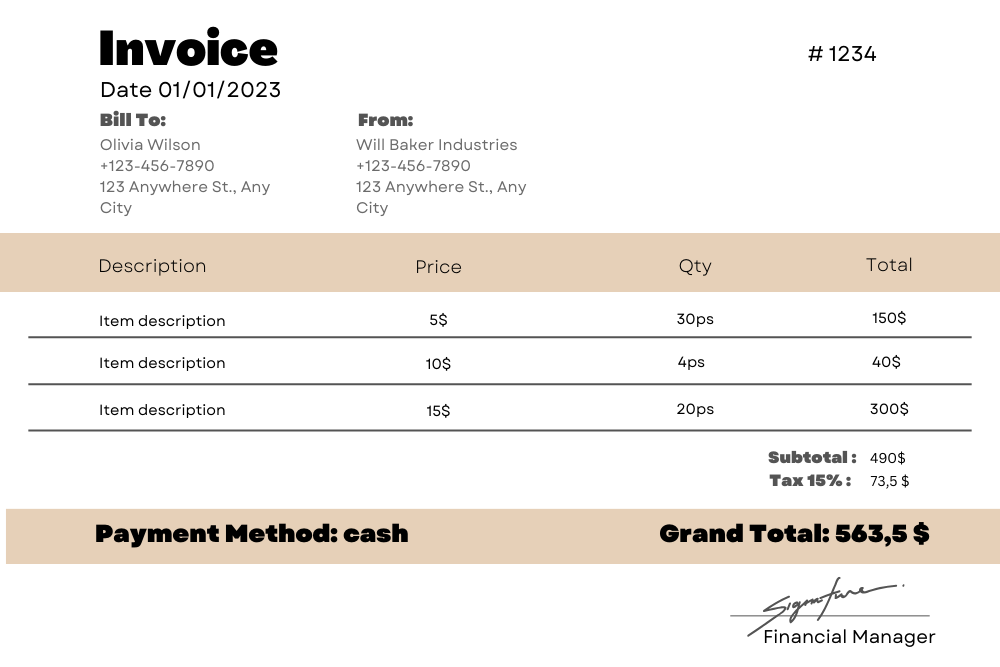 modelo de invoice 