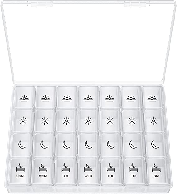 XL Pill Organizer 4 Times a Day white stock image from Amazon