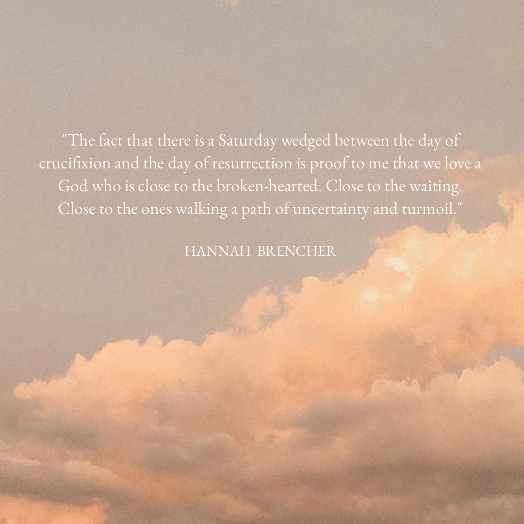 Muted pink clouds with the following words in write on it: