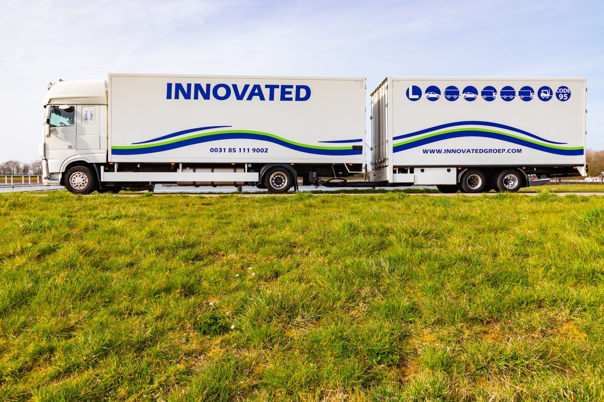 White semi-truck with 