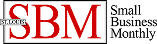 A small business monthly logo is shown on a white background