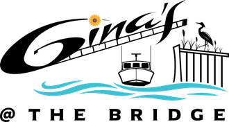 Gina's at the Bridge logo with a boat and blue heron icon
