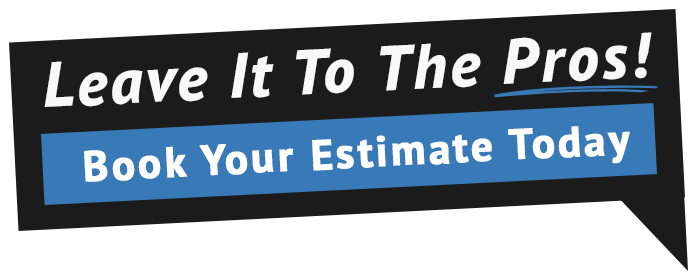 A speech bubble graphic with black background text 