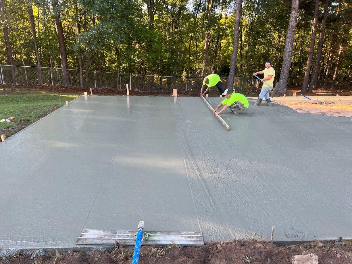 Building contractors working on concrete repair services.