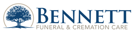 Bennett Funeral and Cremation logo with blue tree and text on white background