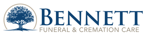 Bennett Funeral Home & Crematory logo with blue tree icon and navy text on white background