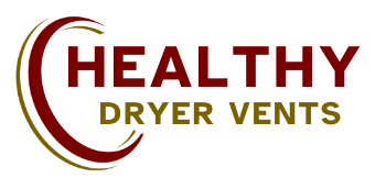 Healthy Dryer Vents logo in maroon and gold with stylized circular swoosh on white background