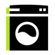 Black and lime-green app icon with a white circular wave symbol and small top toolbar squares