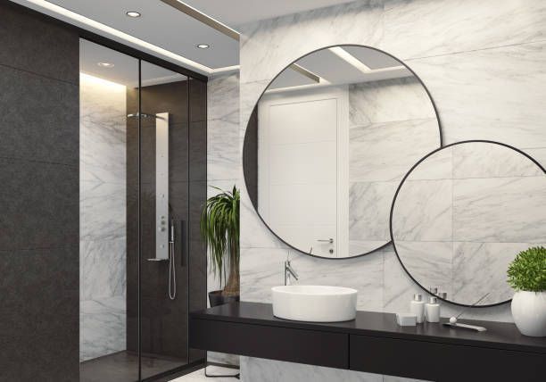 Modern shower installation by Dodson Glass & Mirror Inc. in Charlottesville, VA.