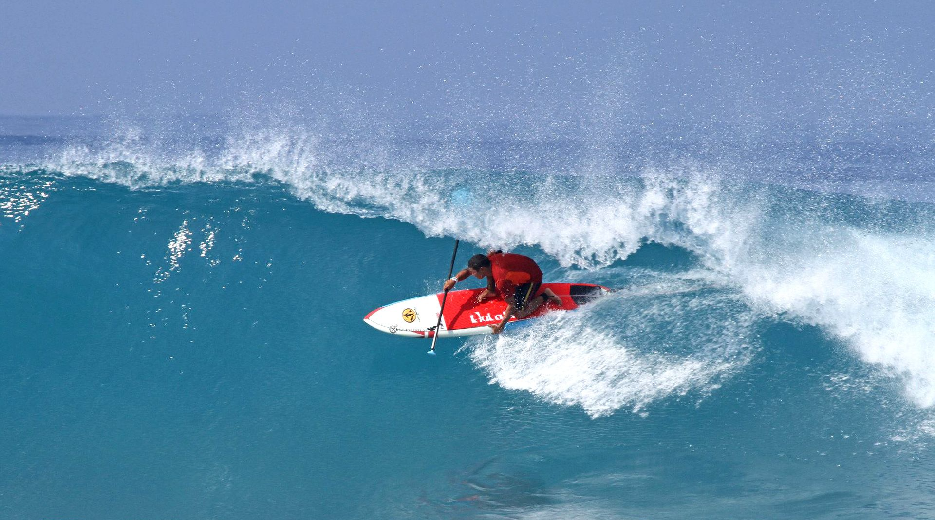 A person is riding a wave on a surfboard in the ocean.