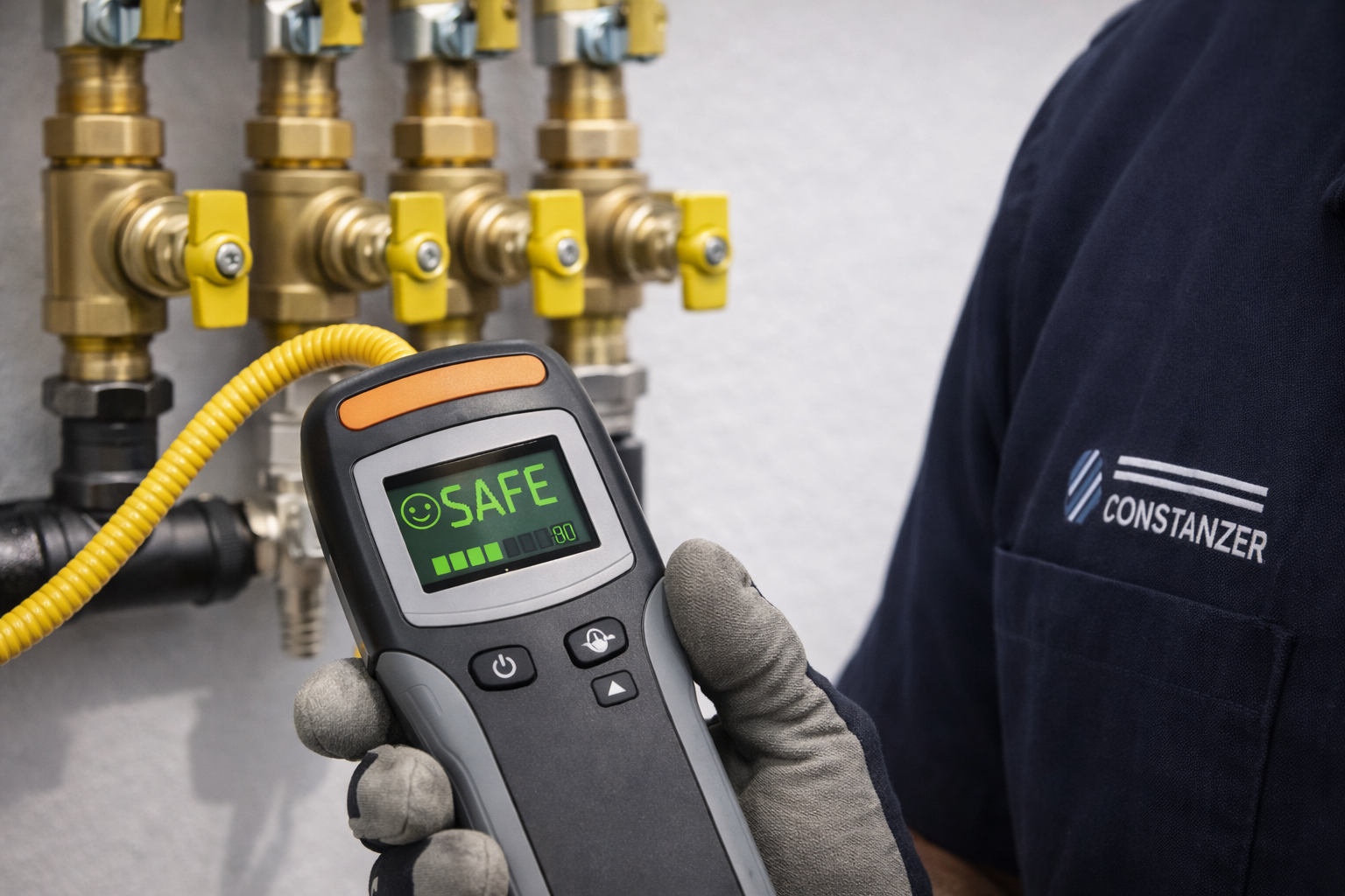 Gas leak detector showing