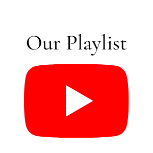 “Our Playlist” text above a red YouTube play button icon on a white background
