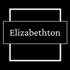 Black sign with white border and the word “Elizabethton” in white serif text