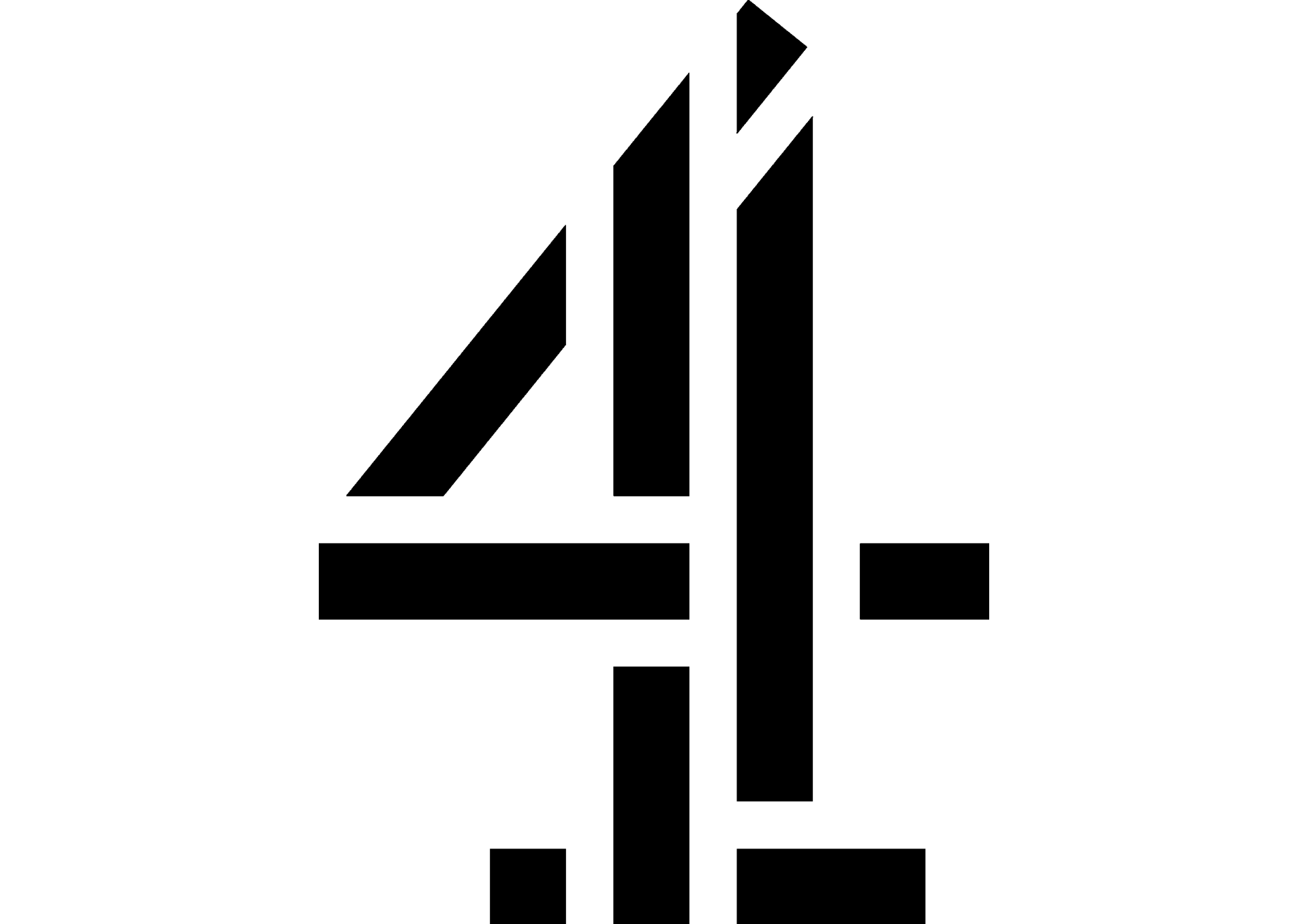 Black stylized number 4 made of geometric bars on a white background