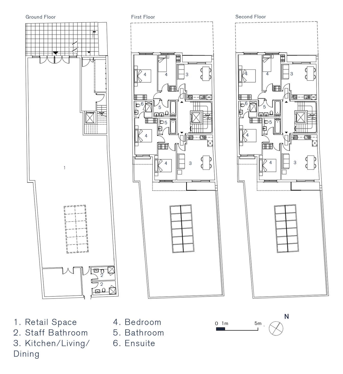 Architectural floor plan with labeled room layouts and site plan views