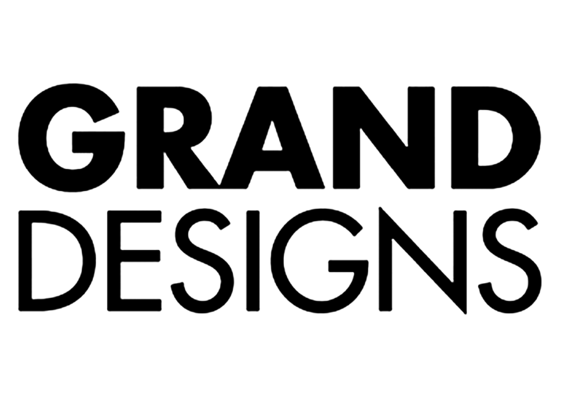 Black-and-white logo reading “GRAND DESIGNS” in bold sans-serif text