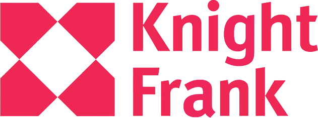 Logo of Knight Frank in pink.