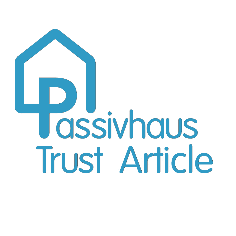 Passive House Trust Article logo in blue, with stylized house icon and text
