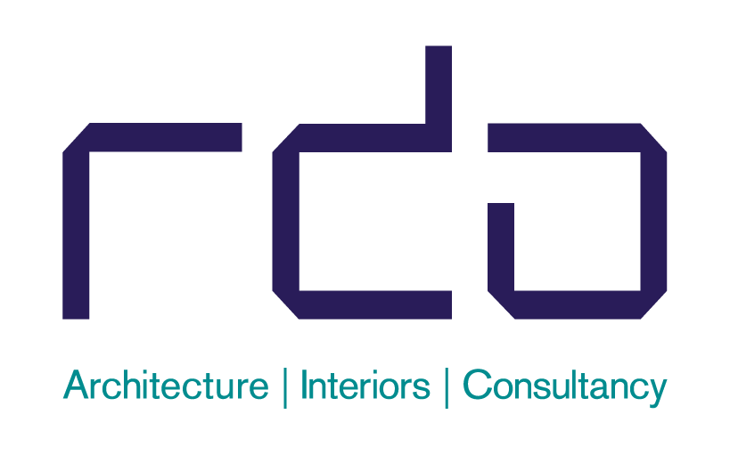 Logo reading “rcb” in purple with the tagline “Architecture | Interiors | Consultancy” in teal.