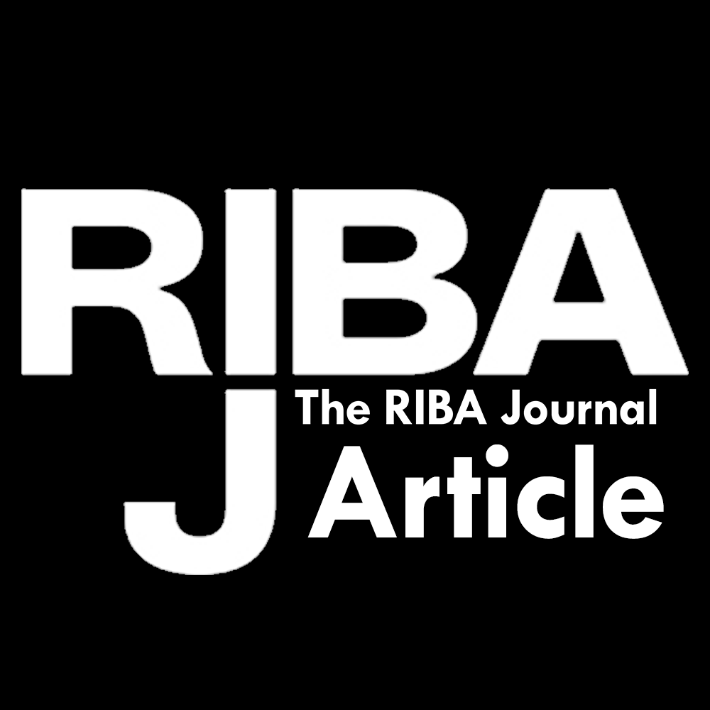 RIBA Journal article logo in white on a black background
