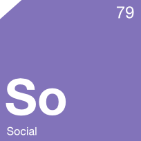 Purple square labeled “So” with atomic number 79 and the word “Social” below.